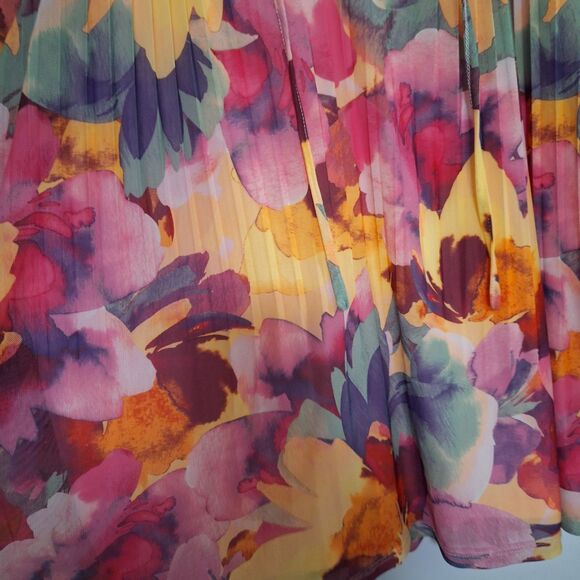 Artsy Cupio Women's Top Abstract Watercolor Floral Pleated Loose Fit Size 3X - Picture 5 of 9